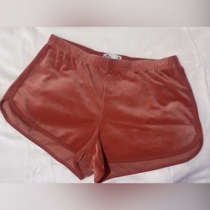 Coral velvet lounge shorts